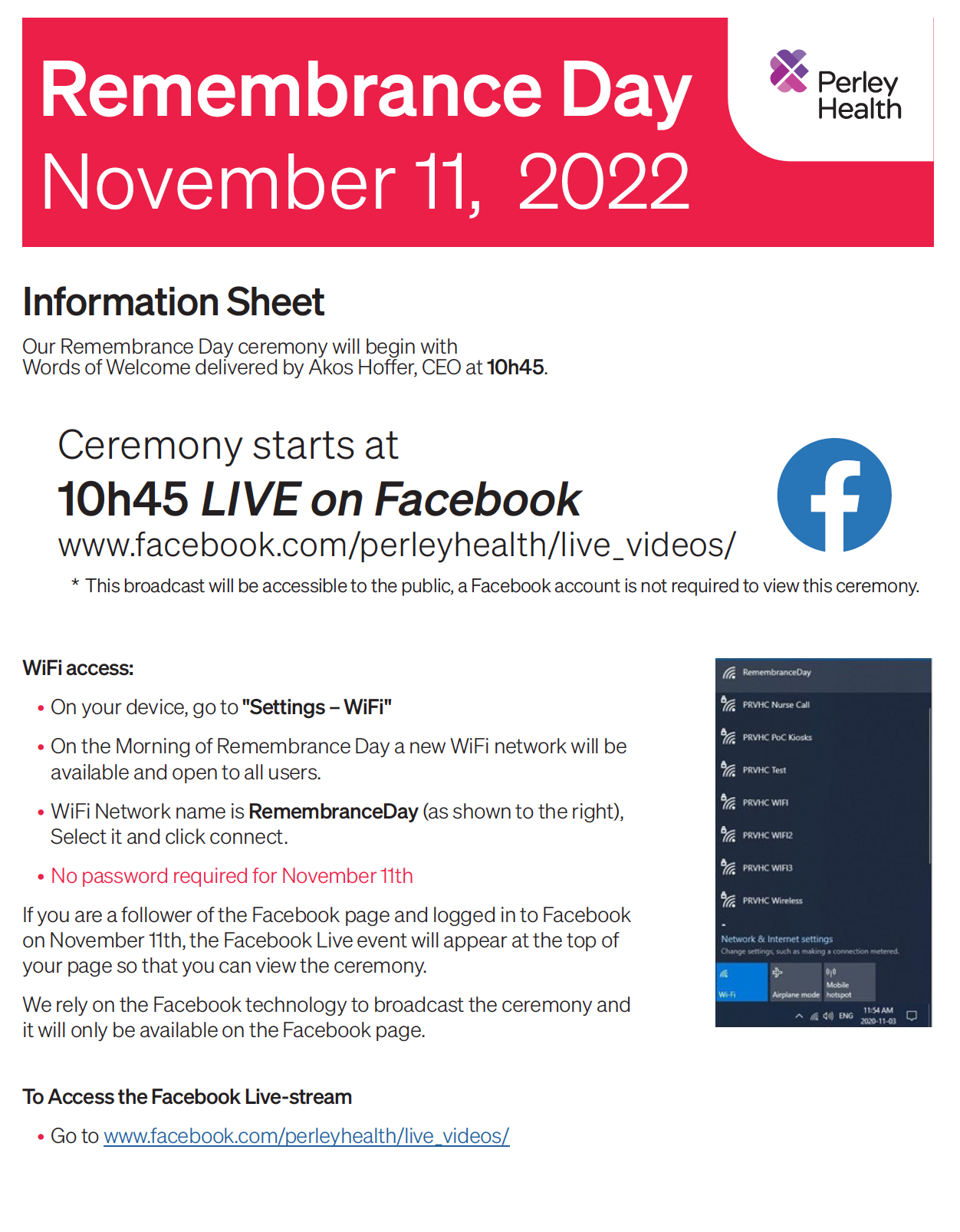 Rememberance Day Live, Access Information Poster