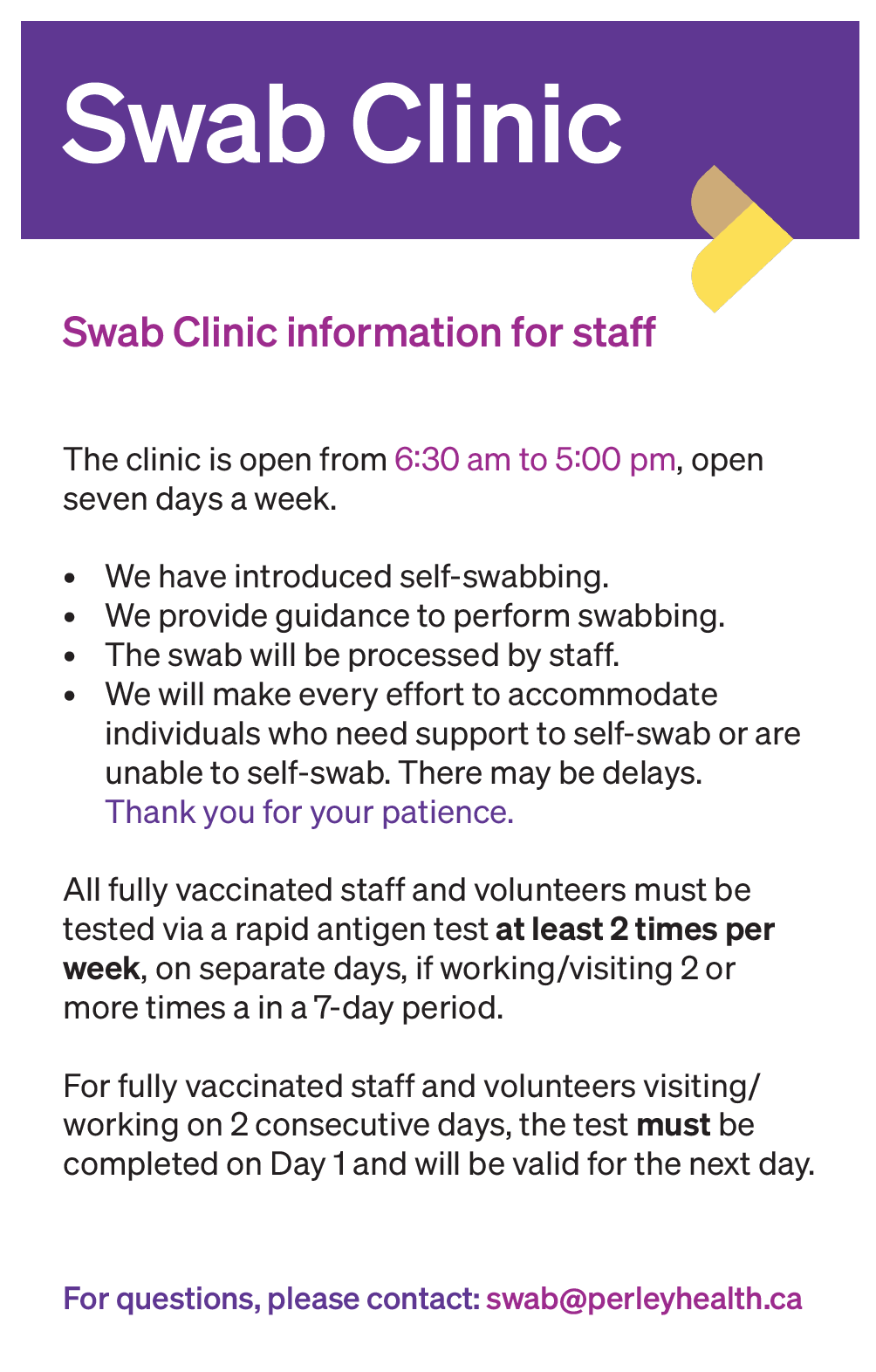 Swab Clinic Poster
